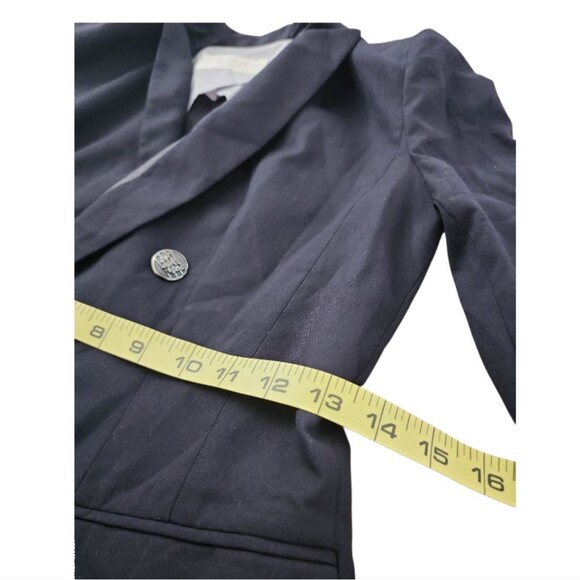 Ryan New York Blue Double-Breasted Blazer Jacket Sz 2 Lined Preppy Dark Academia - Picture 5 of 10